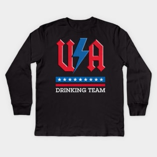 USA rock n roll thunder lightning style Drinking team Kids Long Sleeve T-Shirt